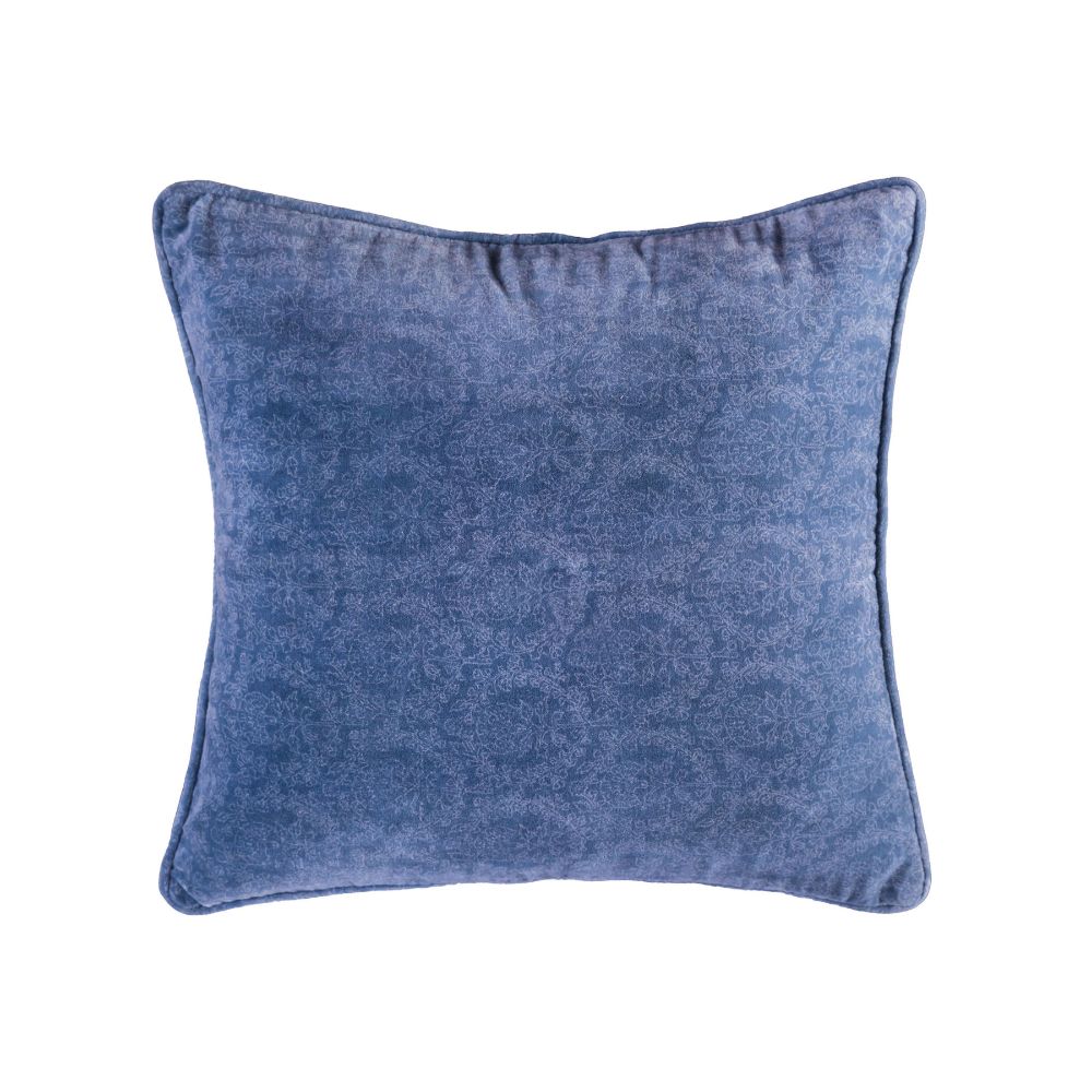 ELK Home PLW001B Bombay Damask Red 20x20 Hand-Printed Reversible Pillow in 100% Cotton in Blue