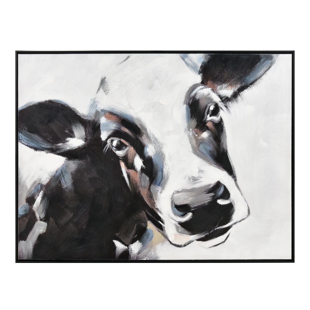 Elk Home S0016-8146 Lucy the Cow Framed Wall Art - White