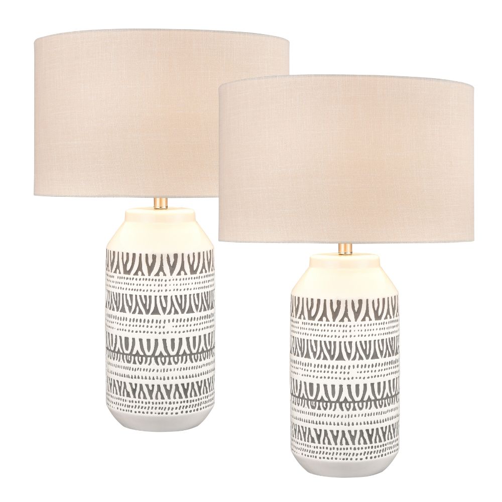 ELK Lighting S0019-8044/S2 Calabar Table Lamp - Set of 2 White
