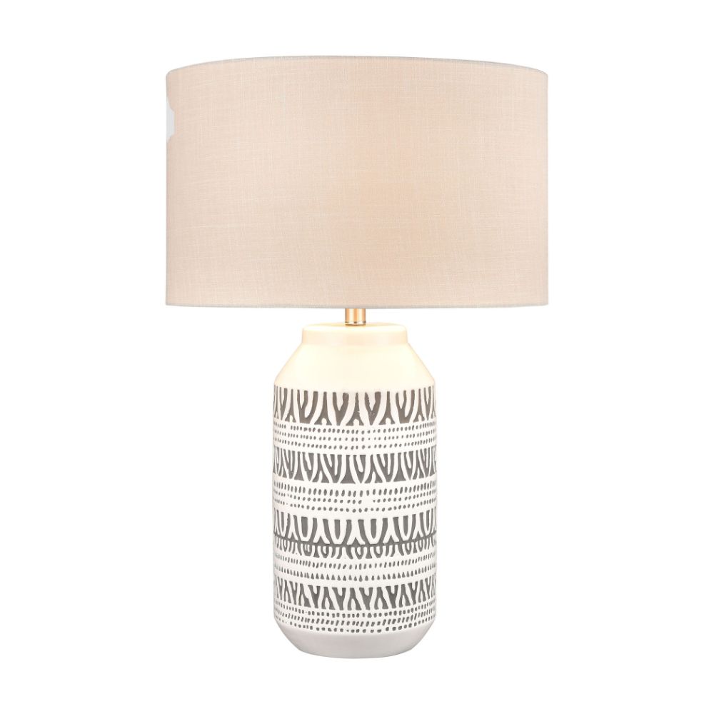 ELK Lighting S0019-8044 Calabar Ceramic Table Lamp In White, Grey