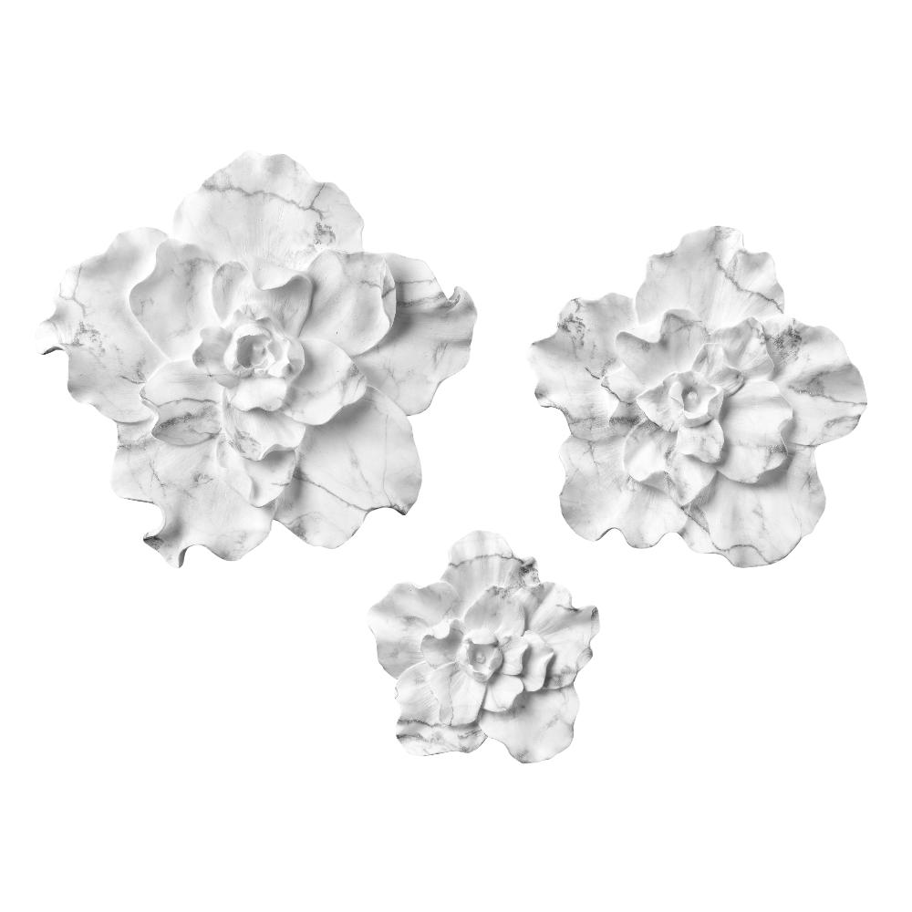 Elk Home S0036-12024/S3 Blume Dimensional Wall Art - Set of 3 White Marble