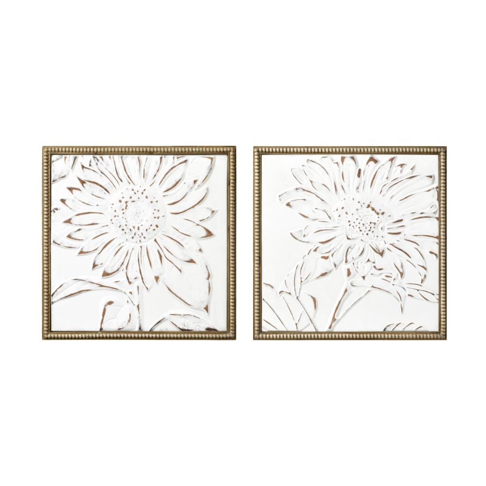 Elk Home S0036-12232/S2 White Flowers Dimensional Wall Art - Set of 2