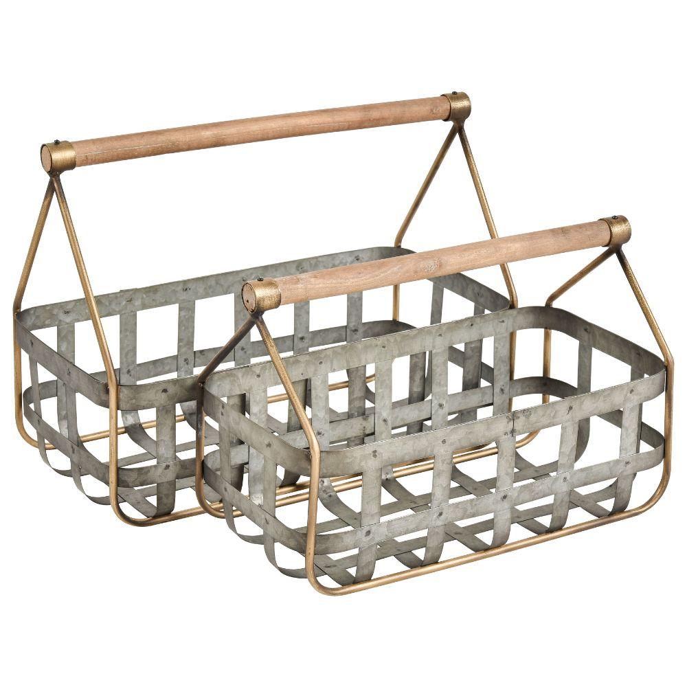 ELK Home S0037-8094/S2 Catcliffe Basket - Set of 2 in Galvanized
