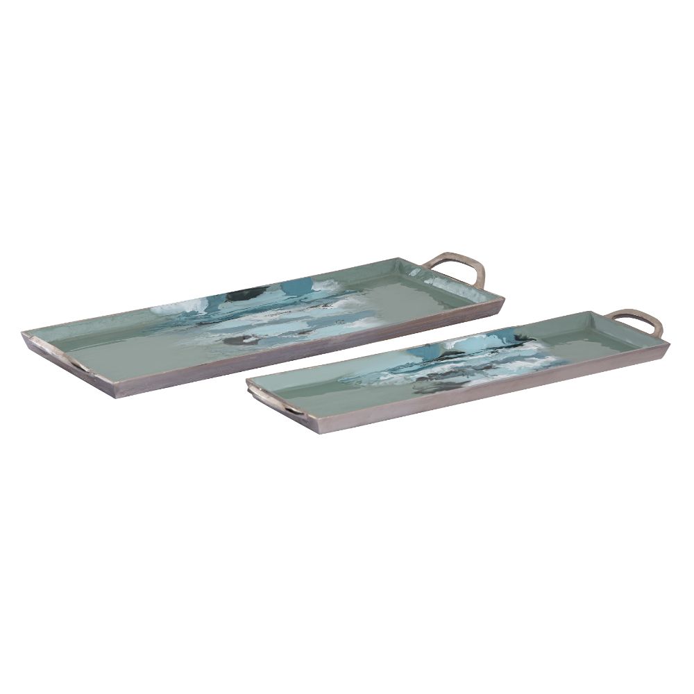 ELK Home S0807-11355/S2 Spindrift Tray - Set of 2 Seafoam Green Enamel