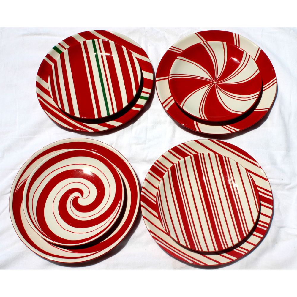ELK Home S48CCP/S4 Candy Cane Style Plates (Set of 4) in Red