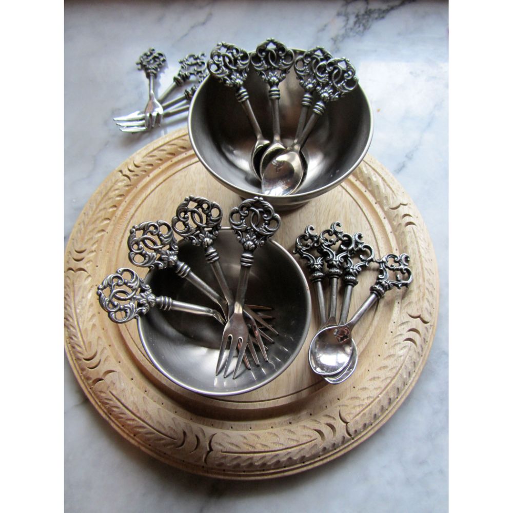 ELK Home SPOON005/S4 Key 1 Demitasse Spoons (Set of 4) in Antique Silver