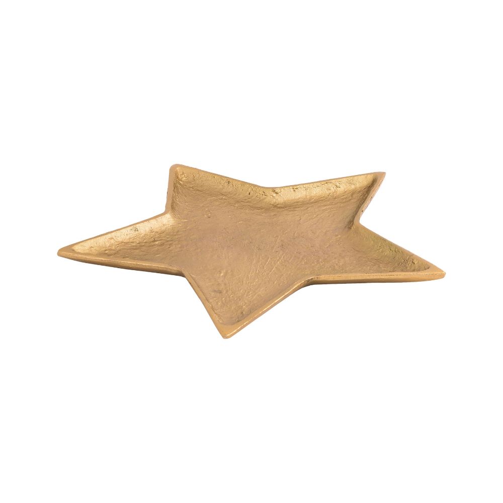 ELK Home STAR002 Aluminum Star Tray in Electroplated Brass - Large in Gold