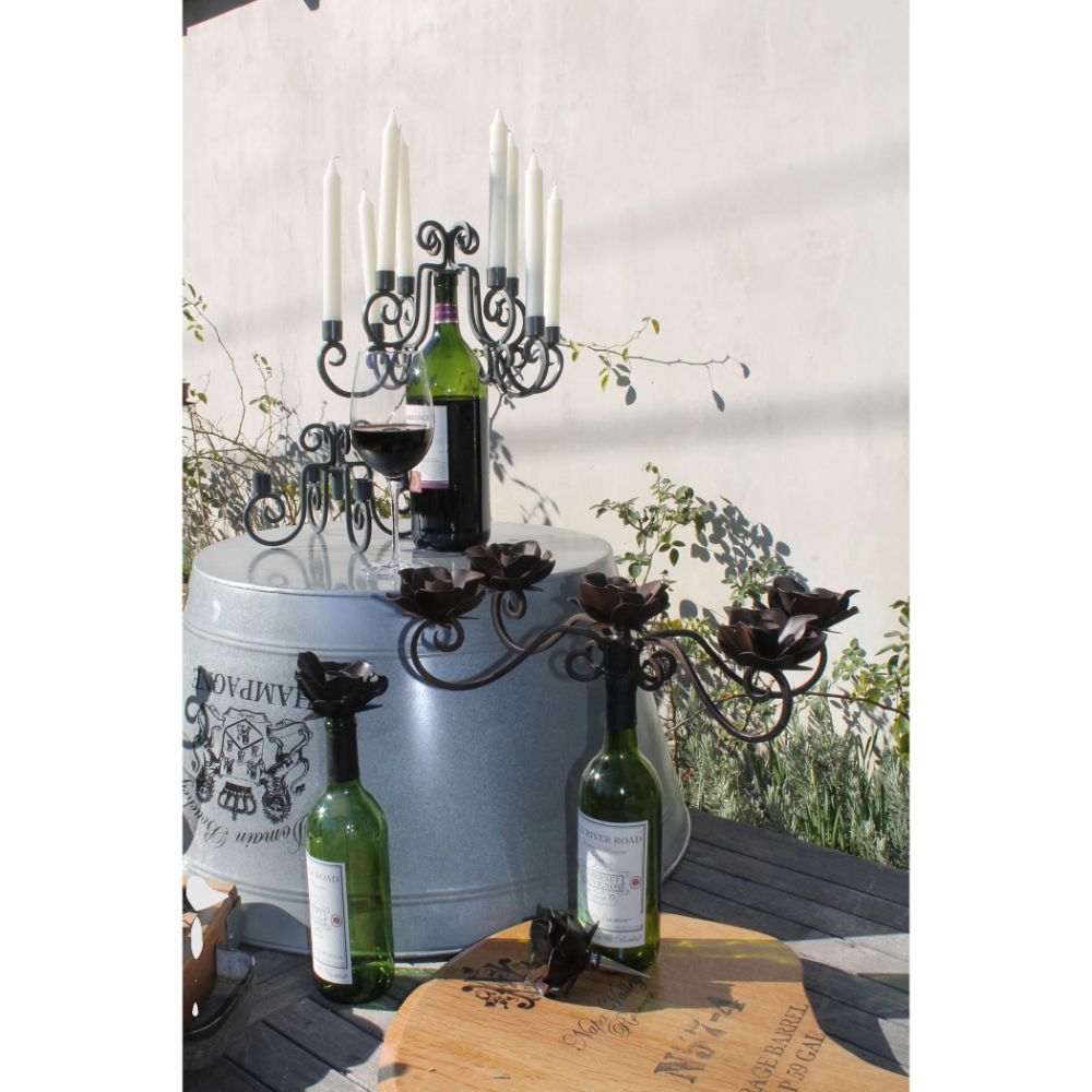 ELK Home TAP006/S2 Wine Bottle Candelabra - Rose (4-Arm) in Gray