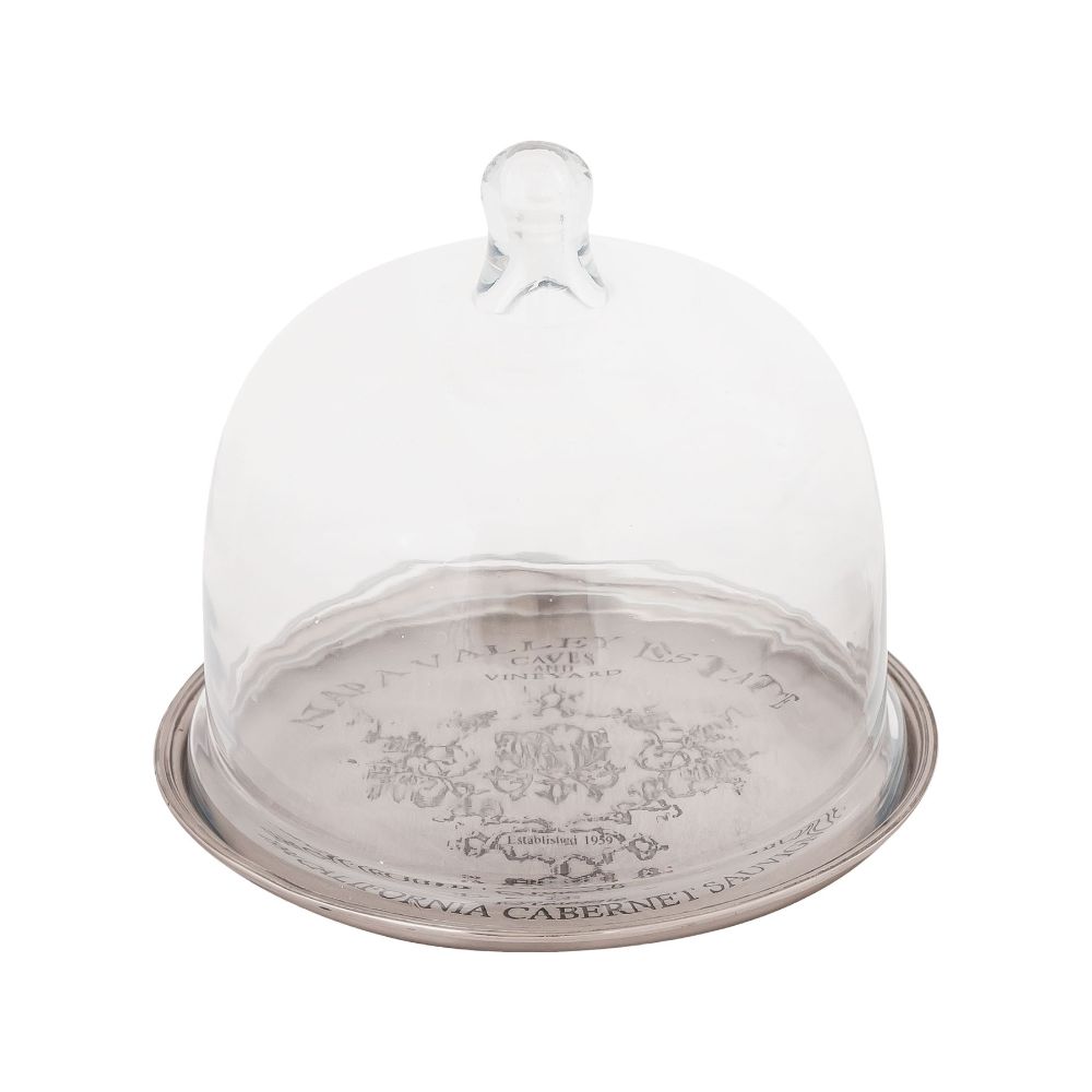 ELK Home TRAY003N Napa Winery Tray with Cloche in Antique Silver