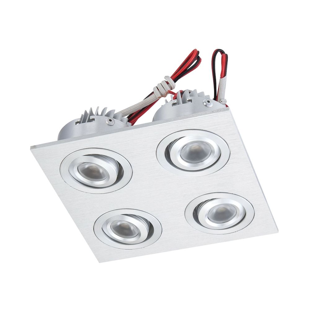 ELK Lighting WLE606C32K-0-98 LED Squared Quad Directional Recessed Plate-mounted LED Button Downlight in Brushed Aluminum