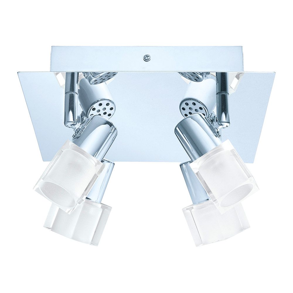 Eglo 200994A Nocera 4 Light LED Square Ceiling Track Lighting in Chrome with Clear Glass Shade