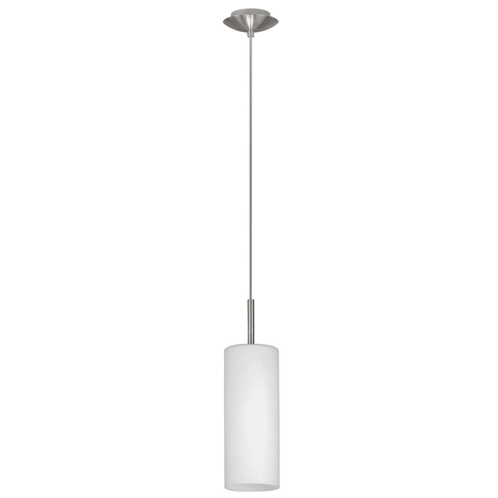 Eglo 20129A Troy 3 Collection 4.75 In. W 1-light Matte Nickel Mini Pendant With Frosted Glass Shade