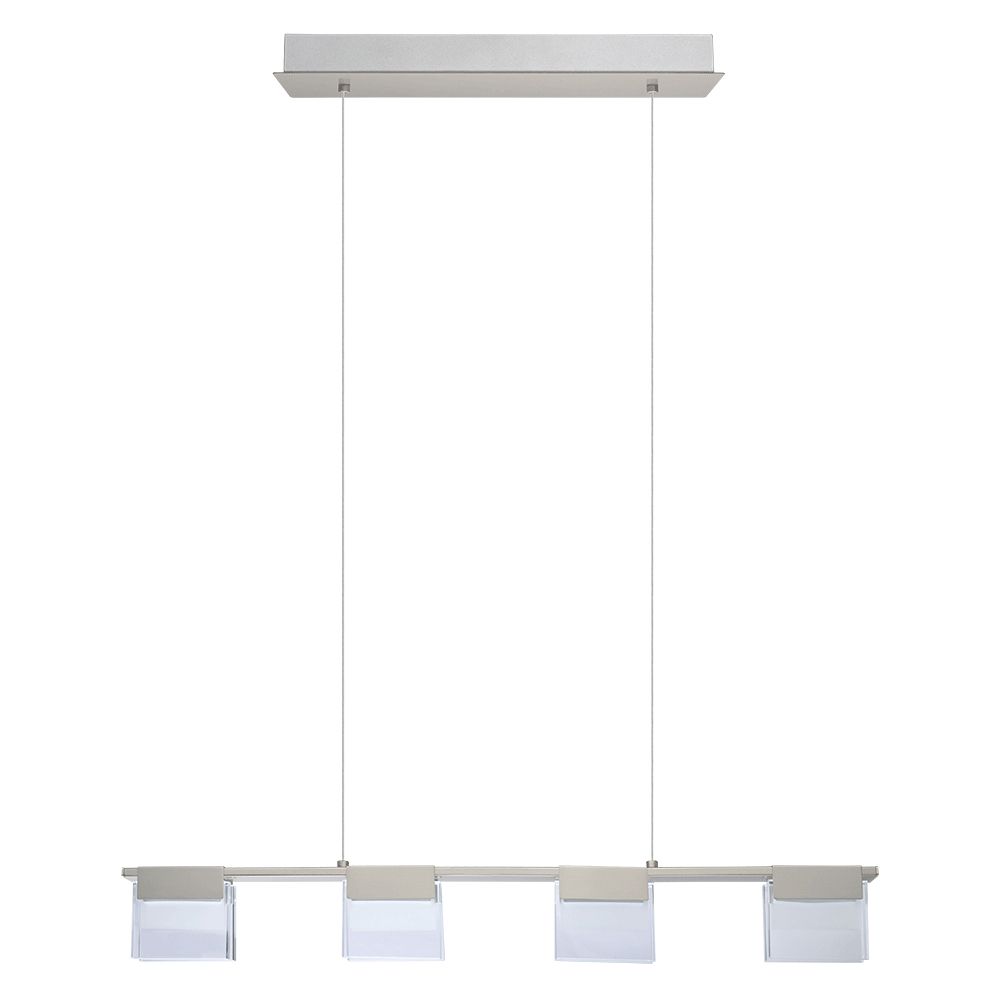 Eglo 201438A Vicino 29.53 in. Matte Nickel Dimmable Integrated LED Linear Pendant with Frosted Glass Rectangular Shades