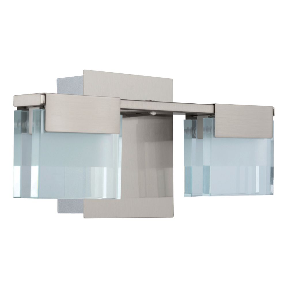 Eglo 201439A Vicino 12.6 In. W X 5.71 In. H Satin Nickel Dimmable Integrated Led Vanity Light With Frosted Glass Rectangular Shades