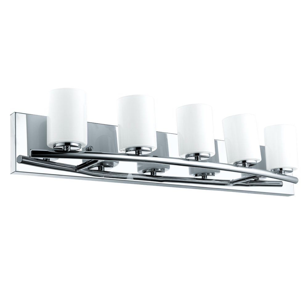 Eglo 201714A Abete 5 Light Vanity Light in Chrome with White Glass Shade