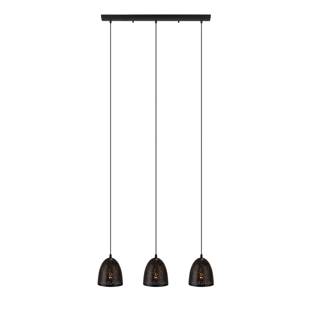 Eglo 202264A Safi 3 Light Linear Pendant in Matte Black with Matte Black Exterior and Gold Interior Shade