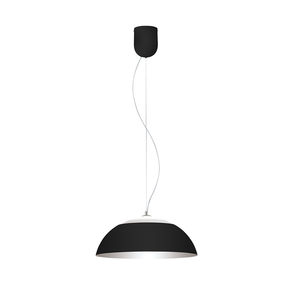 Eglo 202267A Marghera 1 Light LED Pendant in Black with Black Exterior and Silver Interior Shade