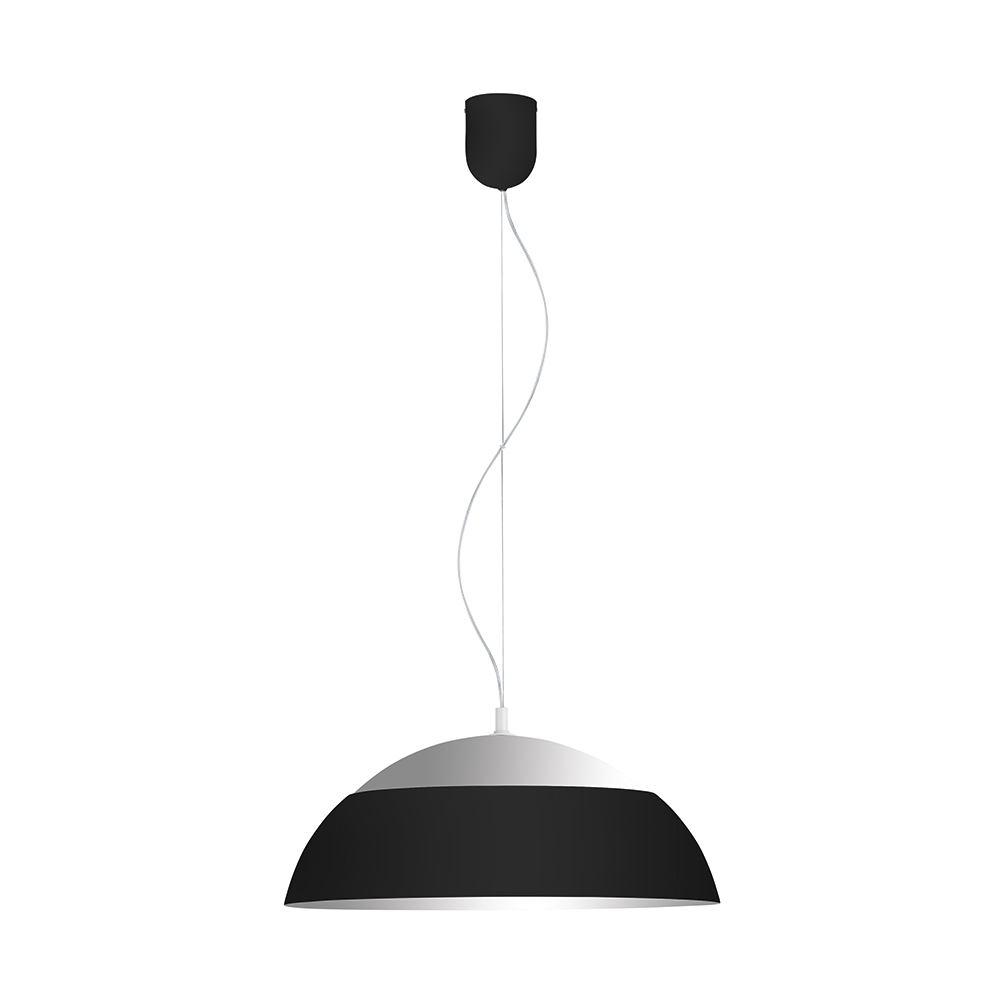 Eglo 202268A Marghera 1 Light LED Pendant in Black with Black Exterior and Silver Interior Shade