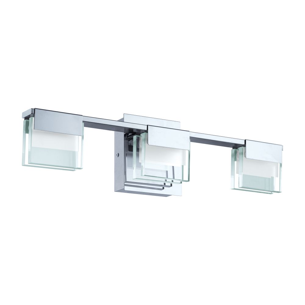 Eglo 203207A Vicino - 3 LT Integrated LED Bath/Vanity Light with a Chrome Finish and Clear and Satin Glass Shades