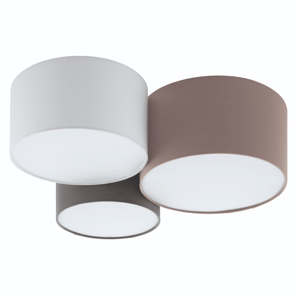 Eglo 203213A 3x60W Ceiling Light w/ Taupe, White, & Grey Shades