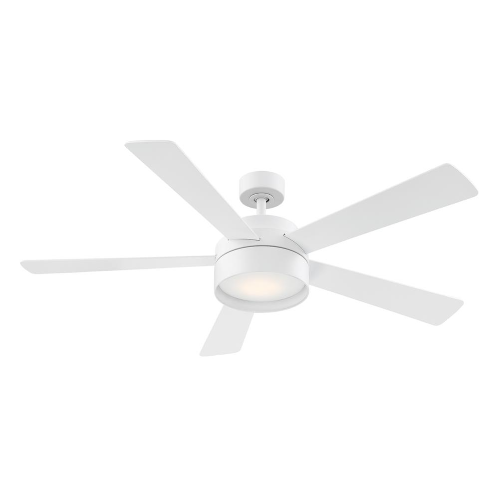 Eglo 203232A 5 Blade Ceiling Fan w/ White Finish, Matte White Colored Blades & Integrated LED Light Kit
