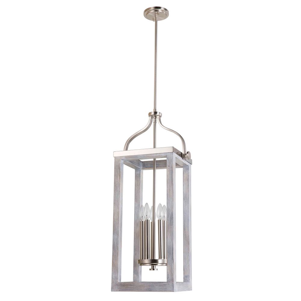 Eglo 203296A Westbury - Five Light Pendant w/ Brushed Nickel Finish and Painted Grey Driftwood Effect