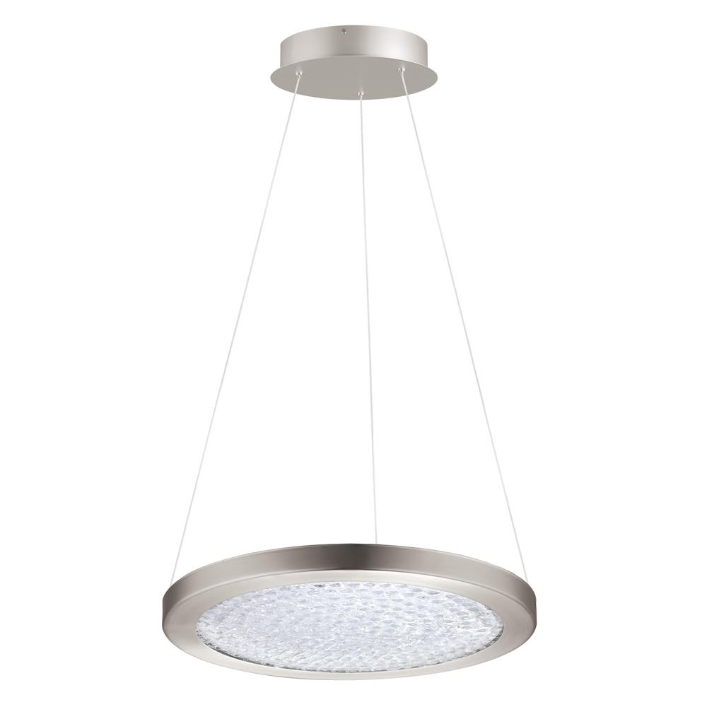 Eglo 203446A Arezzo 3 1x19W LED Pendant w/ Matte Nickel Finish & Clear Glass w/ Clear Crystal Stones 