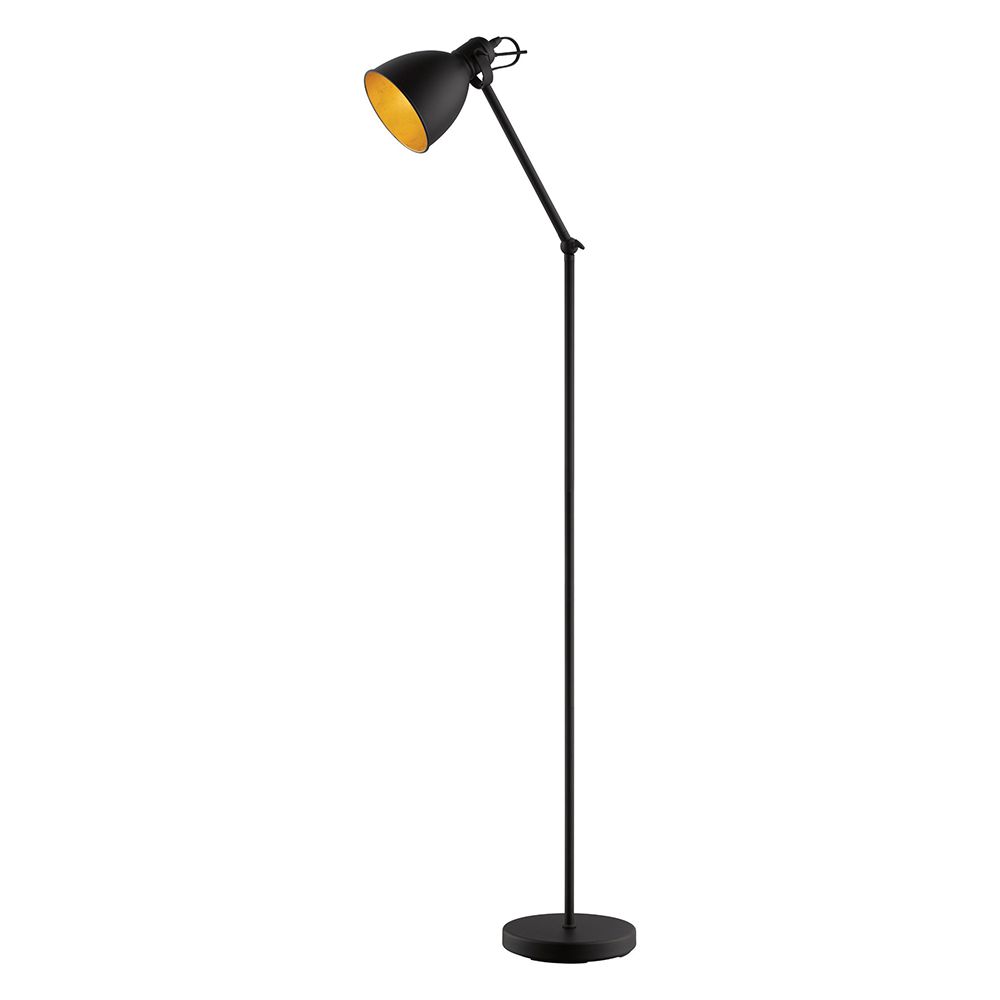 Eglo 203448A Priddy 2 - Floor Lamp Black With Gold Interior Shade 60w