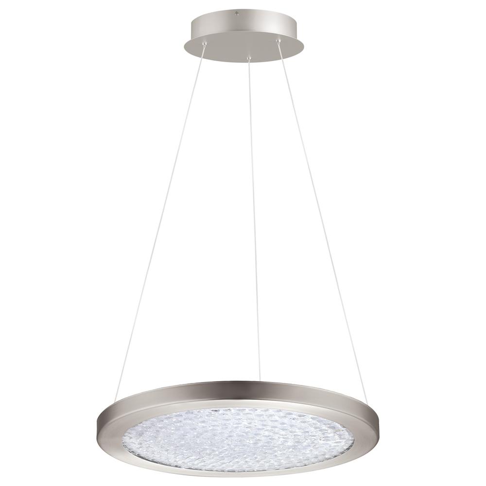 Eglo 203449A Arezzo 3 1x27W LED Pendant w/ Matte Nickel Finish & Clear Glass w/ Clear Crystal Stones