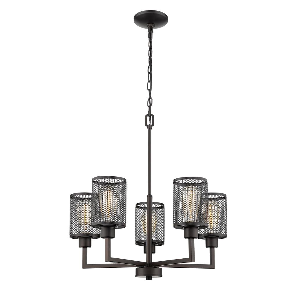 Eglo 203472A 5x60W Chandelier w/ Oil Rubbed Bronze Finish & Metal Cage Shades
