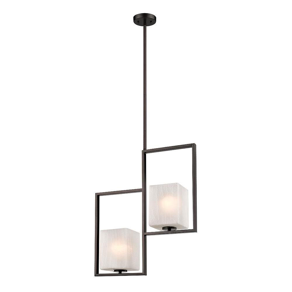 Eglo 203538A 2x60W Pendant w/ an oil rubbed bronze finish and opal glass