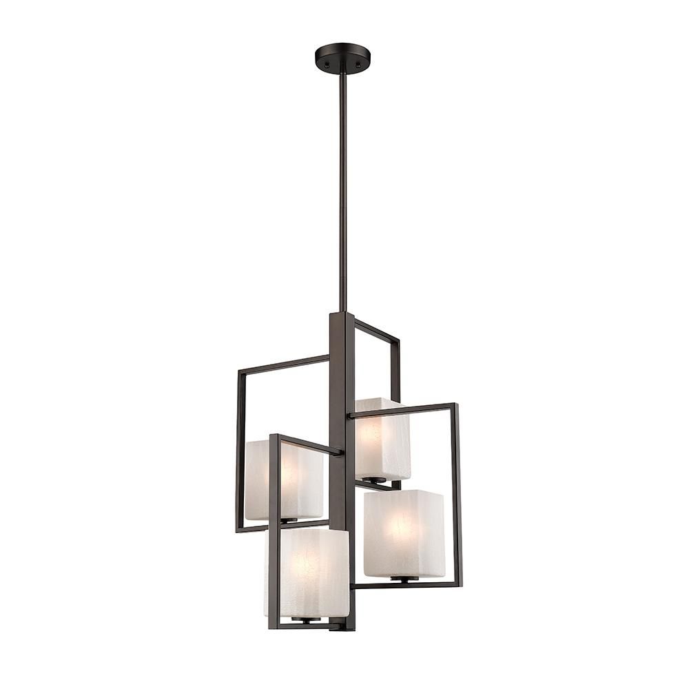 Eglo 203539A 4x60W Pendant w/ an oil rubbed bronze finish and opal glass