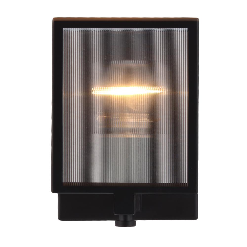 Eglo 203727A Henessy 1x60W Wall Sconce w/ Black & Brushed Nickel Finish w/ Reeded Glass