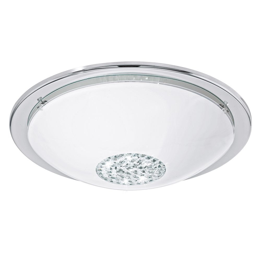 Eglo 204064A Giolina Led Ceiling Light Chrome Finish With White Glass And Clear Crystals
