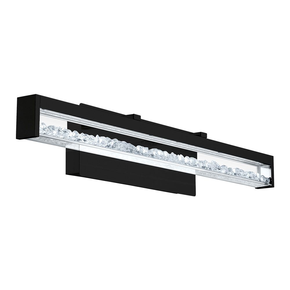 Eglo 204257A Cardito 1x22.4W Integrated LED Vanity bath light with Matte Black finish, clear glass and clear crystals