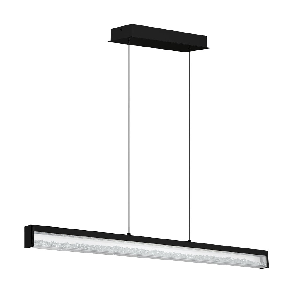 Eglo 204259A Cardito 1x31.7W Integrated LED Linear Pendant w/ Matte Black finish, Clear glass and clear crystals
