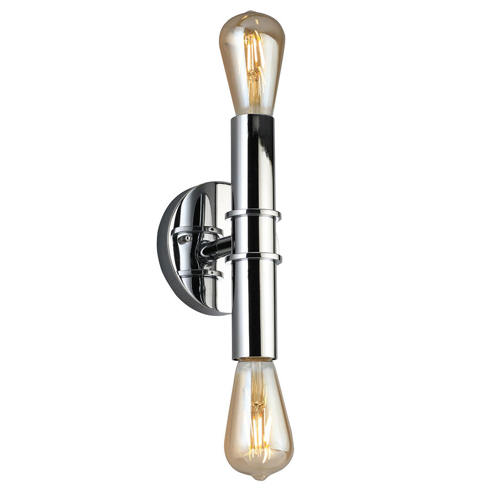 Eglo 204466A Drucker 2x60W bath/vanity light with a chrome finish and open bulbs
