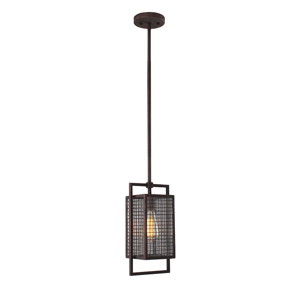 Eglo 204549A Garraux 1x60W Pendant with a rust finish and clear glass