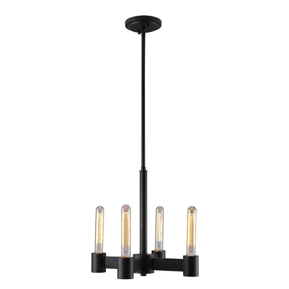 Eglo 204552A Broyles 4x60W chandelier with matte black finish and open bulbs