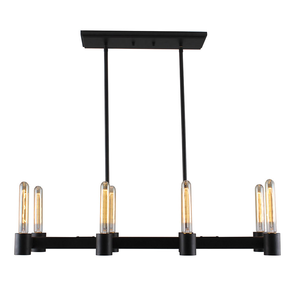 Eglo 204554A Broyles 8x60W island pendant with matte black finish and open bulbs