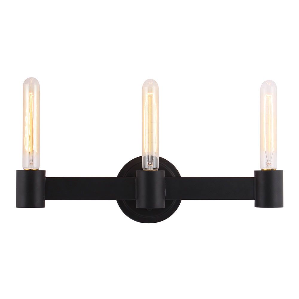 Eglo 204555A Broyles 3x60W bath/vanity light with matte black finish and open bulbs