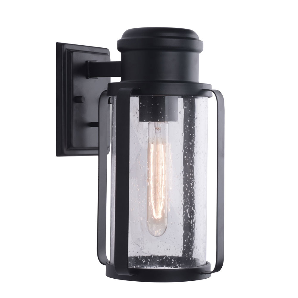 Eglo 204558A Abner 1x60W Outdoor Wall Light w/ Black Finish and Clear Seedy Glass