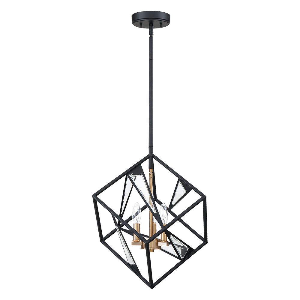 Eglo 204587A Corrietes 3x60W Pendant w/ Matte Black Finish and gold accents and clear Glass