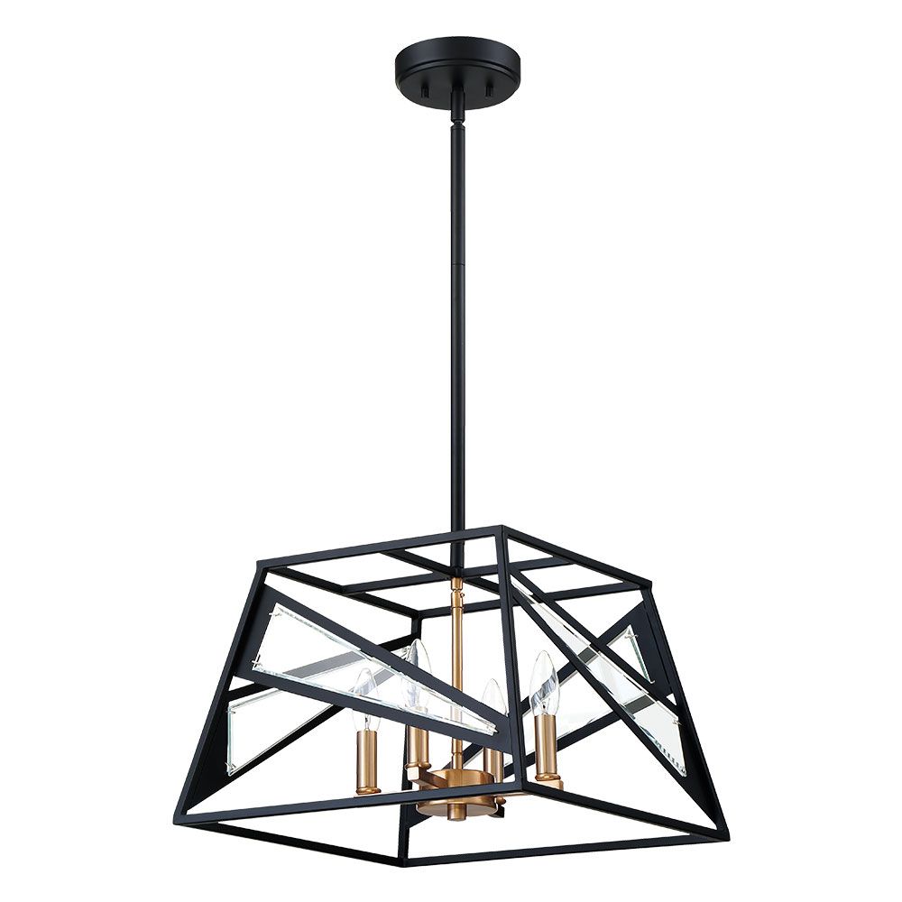 Eglo 204594A Corrietes 4x60W Pendant w/ Matte Black Finish and gold accents and clear Glass