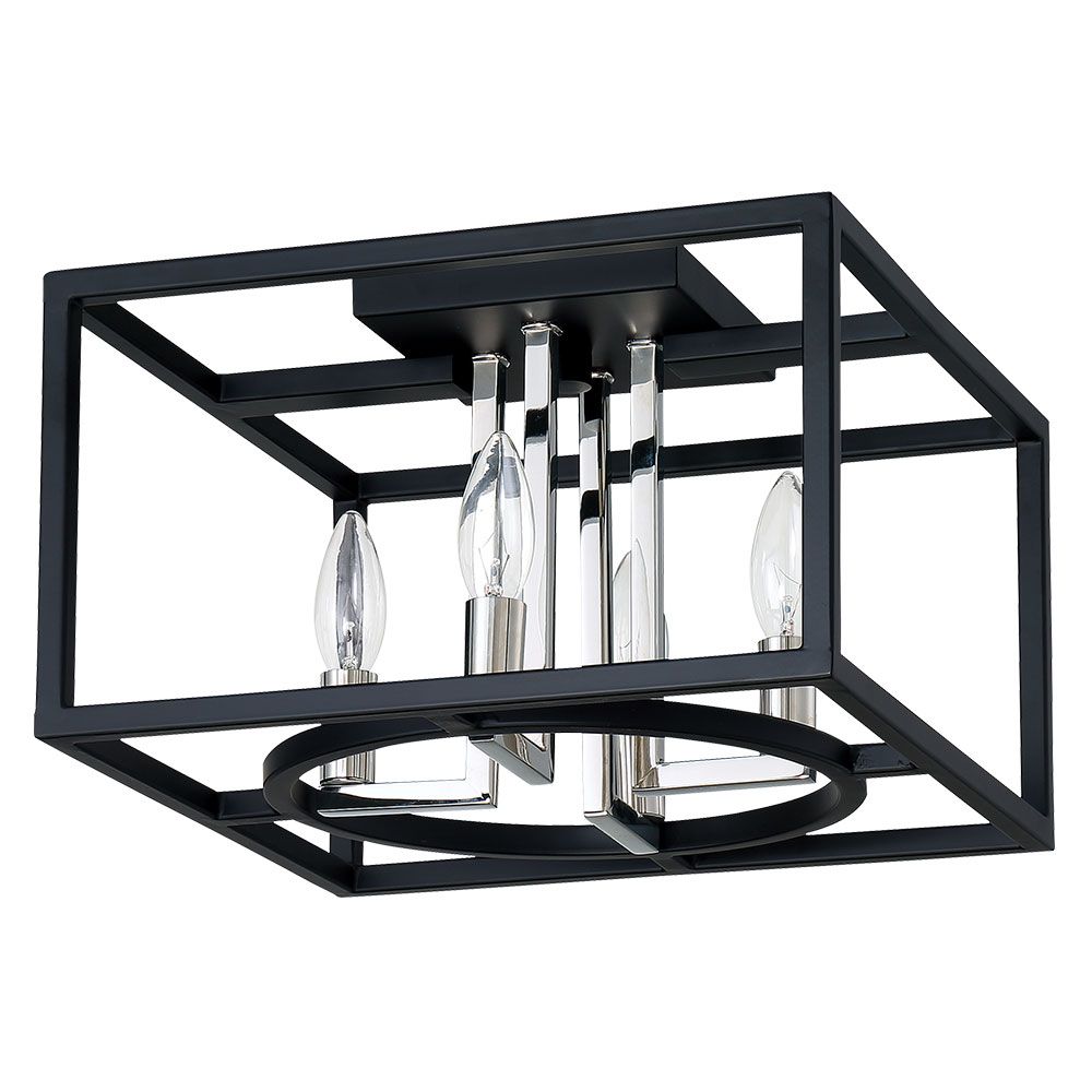 Eglo 204602A Mundazo 4x60W open frame ceiling light w/ a matte black and chrome finish