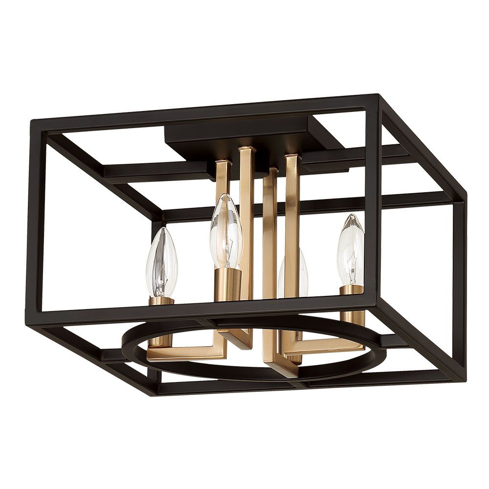 Eglo 204604A Mundazo 4x60W open frame ceiling light w/ a matte black and gold finish