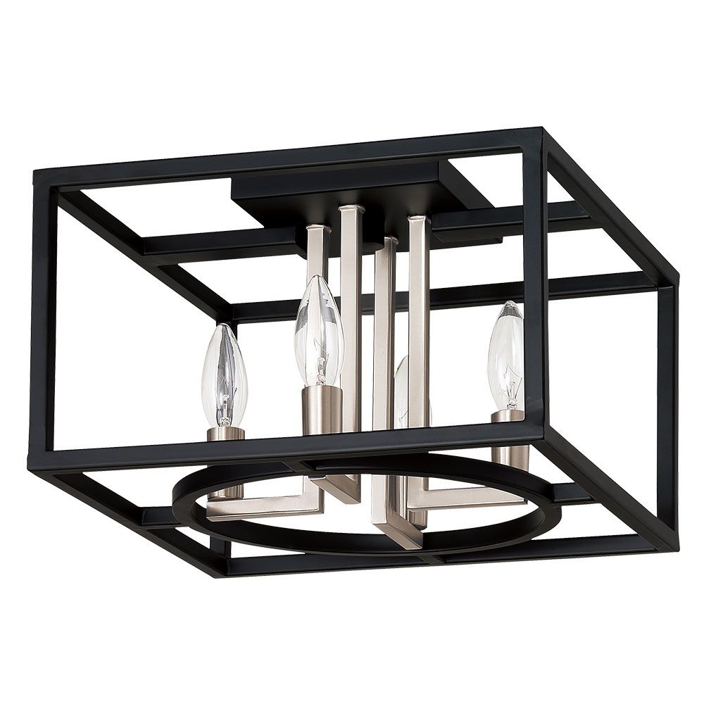 Eglo 204605A Mundazo 4x60W open frame ceiling light w/ a matte black and brushed nickel finish