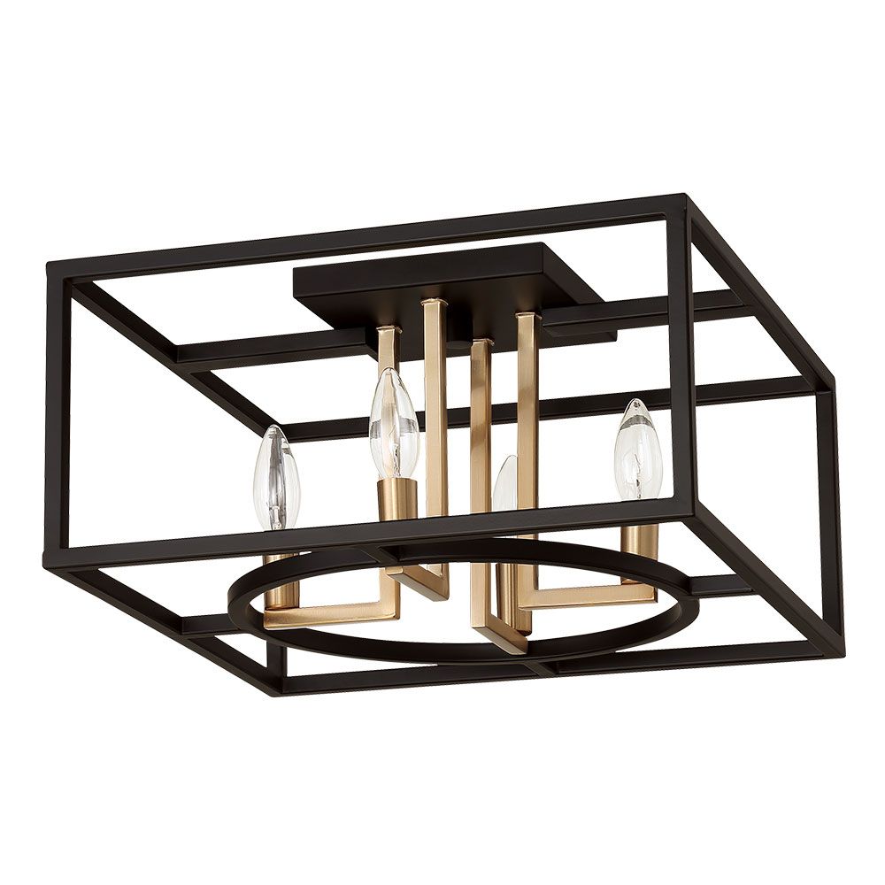Eglo 204606A Mundazo 4x60W open frame ceiling light w/ a matte black and gold finish