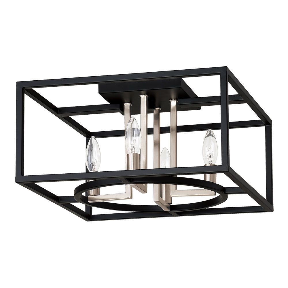 Eglo 204607A Mundazo 4x60W open frame ceiling light w/ a matte black and brushed nickel finish
