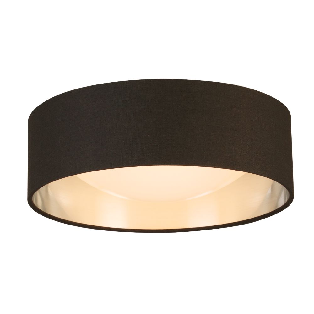 Eglo 204718A Led Ceiling Light - 12" Black Exterior And Brushed Nickel Interior Fabric Shade W/ Acrylic Diffuser